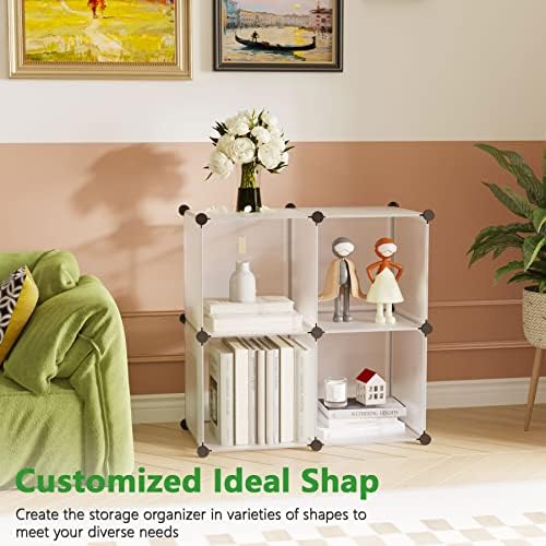 C&AHOME Plastic Cube Storage Organizer, 4-Cube Shelves Units, White - Image 5