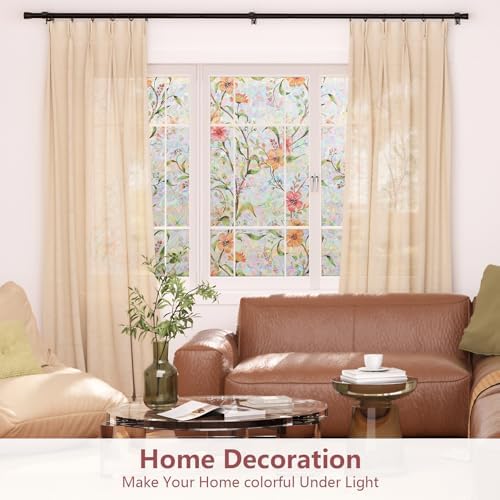 NINETREX Window Privacy Film, Rainbow Stained Glass Floral, 17.5"x78.7" - Image 3