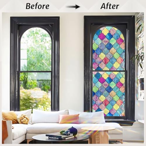 Stained Glass Window Privacy Film, 17.3x118 in (Moroccan Mosaic) - Image 4