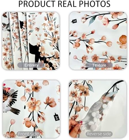 Cherry Blossom Tree Wall Decals with Birds, Large Removable Peel and Stick Flower Wall Stickers for Girls Room, Bedroom, Living Room Decor, 61.81 x 50.39 Inch, 4 Sheets (Apricot) - Image 7