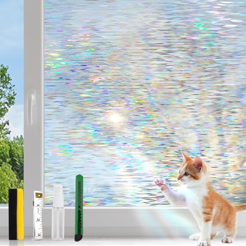 KESPEN Decorative Stained Glass Window Film, Laser Rhombic, 35.4In X13.1Ft by KESPENWINDOWFILMS