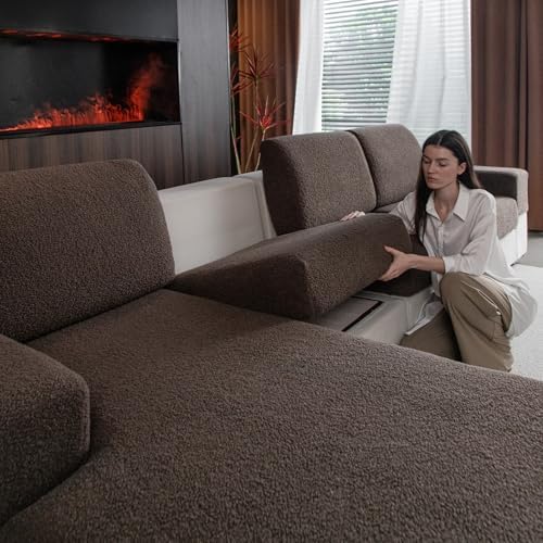 OHSIO Couch Cushion Covers for Sectional Sofa, Stretch Soft Sofa Slipcovers by OHSIO