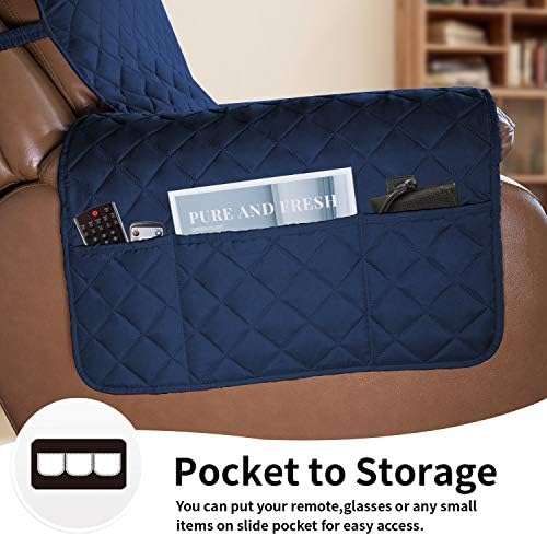 Easy-Going Reversible Couch Cover, Oversized Recliner, Navy/Navy - Image 3