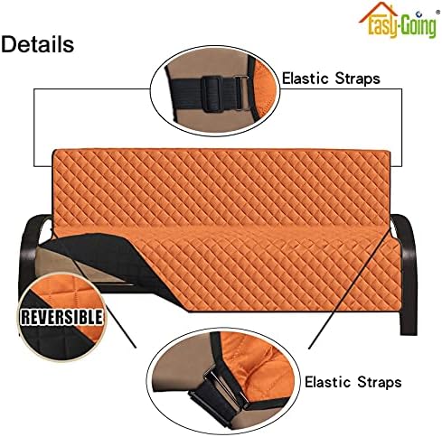 Easy-Going Reversible Couch Cover, Large Futon Sofa, Orange/Black - Image 3