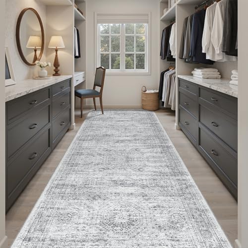 Soalmost Washable Hallway Runner Rug 4x12 Kitchen Entry Rugs Non-Slip, Grey - Image 4