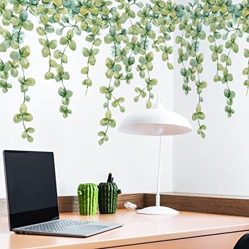 Hanging Green Vine Wall Decals,Succulent Plants Wisteria Floral Flowers Butterflies Birds Wall Stickers, Self-Adhesive Vinyl Removable Living Room Sofa TV Wall Decor (Eucalyptus Leaves) - Image 4