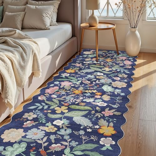 3x10 Long Hallway Runner Rug: Washable Wide 10ft Floral Low-Pile Carpet for Entryway Kitchen Non Slip Soft Living Room Bedroom Floor Mat Cute Area Rugs for Nursery Farmhouse Home Decor(3x10/Purple) - Image 5