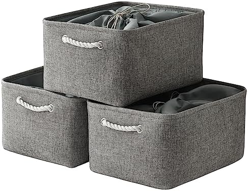 TheWarmHome Fabric Storage Bins Baskets for Organizing, Large Sturdy Storage Basket W/Handles, Decorative Foldable Storage Baskets for Shelves Closet Nursery Toy (X Large - 3 Pack 17.7L×13.8W×9.8H) by TheWarmHome