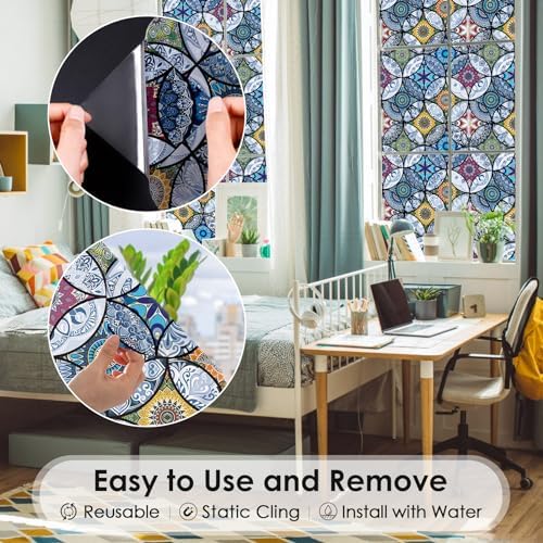 DKTIE Static Cling Decorative Window Film Easy to Install 17.7" x 118.1" - Image 4