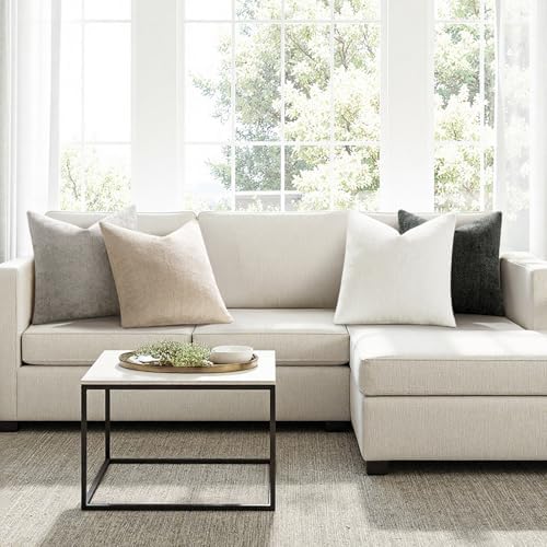 MIULEE Soft Decorative Chenille Pillow Covers Gray 18x18 Pack of 4 - Image 4