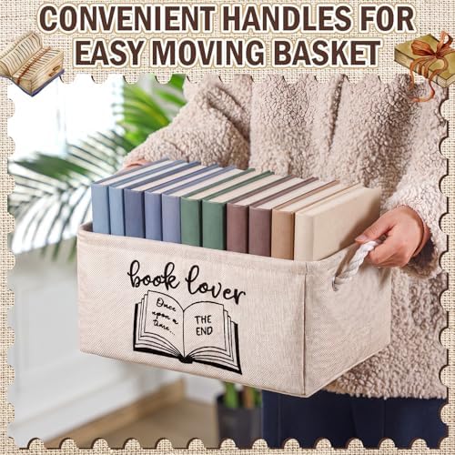 Marsui Book Lover Gifts Book Storage Basket, Reading Corner Organizer Supplies Classroom Storage Bin Bookish Accessories Bookworm Gift for Teacher Club Members Student Reading Corner Accessories - Image 5