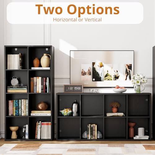 IRONCK 8-Cube Storage Organizer, Reversible Vertical Bookshelf, Black - Image 5