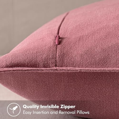 MIULEE Decorative Linen Euro Sham Pillow Covers 22x22 Inch Cranberry Red - Image 3