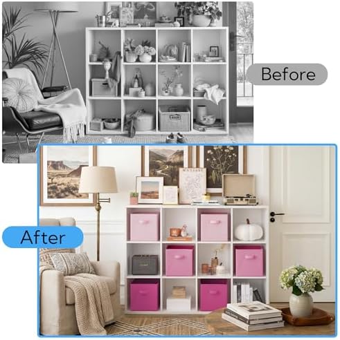 Cupic Cupid 6-Pack 11x11 Storage Cubes, Fabric Cube Bins, Pink Gradient - Image 6