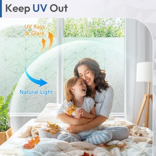 rabbitgoo Static Cling Window Privacy Film, Clear Triangle, 23.6" x 118.1" - Image 3
