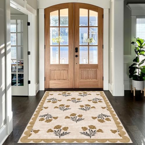 4x6 Covered Outdoor Patio Rug, Beige Washable Front Porch Entry Rug - Image 4