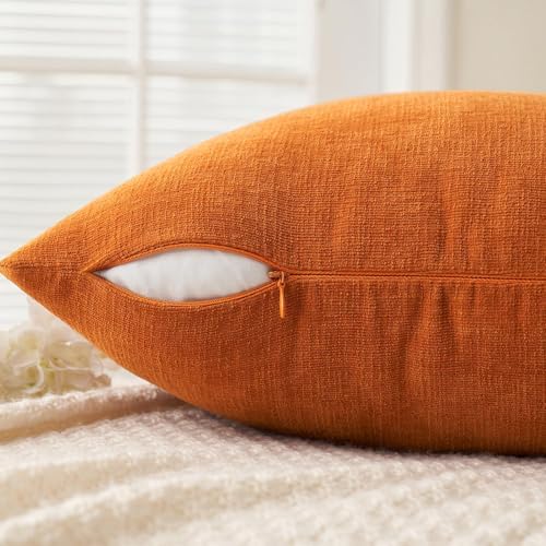 MIULEE Fall Orange Chenille Couch Throw Pillow Covers, 16x16 - Image 3