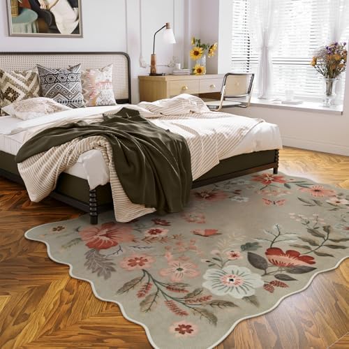 Lahome Floral Washable Rugs for Living Room Bedroom, Soft 5x7 Area Rugs - Image 3