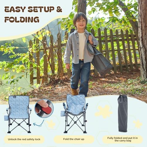 Busy Bee Oversized Kids Camping Chair with Cup Holder, High Back Toddler Chair Kids Folding Chair, Perfect for Beach & Outdoor, Supports 150 Lbs. - Image 6