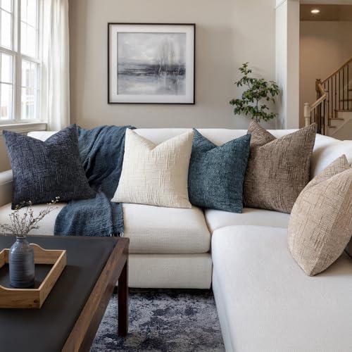 MIULEE Chenille Textured Throw Pillow Covers Navy Blue 18x18 Set of 2 - Image 5