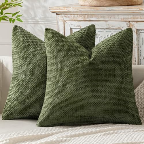 MIULEE Decorative Couch Throw Pillow Covers 20x20 Inch Olive 2 Pack by MIULEE