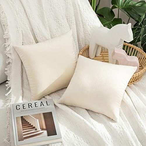 MIULEE Velvet Throw Pillow Covers 12x12 Inch Pack of 2 Cream White by MIULEE