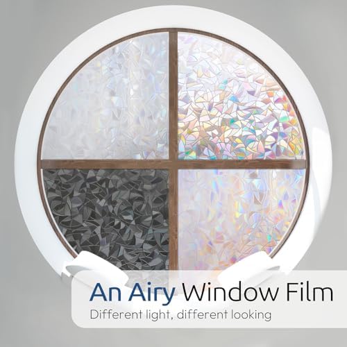 rabbitgoo Rainbow Window Privacy Film, Stained Glass Cling, 35.4" x 118.1" - Image 3