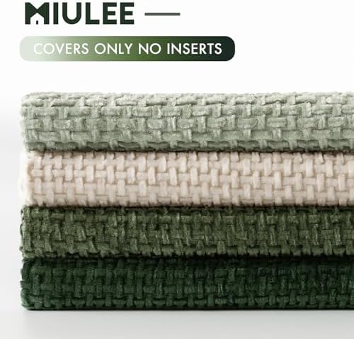 MIULEE Soft Decorative Chenille Pillow Covers Green 16x16 Pack of 4 - Image 6