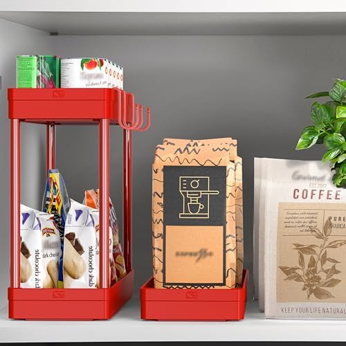 Simple Houseware 3-Tier Slim Rolling Cart w/Handle 5.5" Wx27.5 H, Red - Image 7