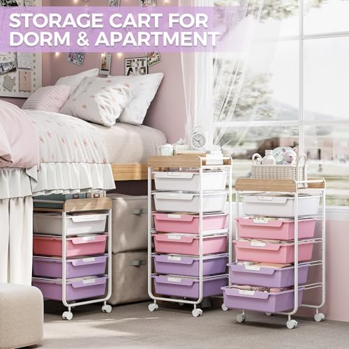 SYKIARIOL Rolling Storage Utility Cart with 5 Drawers,Purple - Image 6