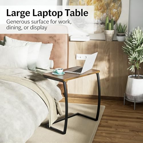 SRIWATANA Walnut C Shaped Side Table, Vintage End Table for Sofa Couch Bed - Image 5