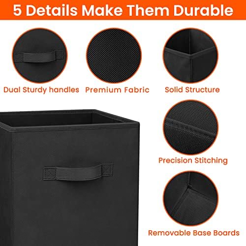 Criusia Large Storage Cubes - 13 Inch Heavy Duty Fabric Storage Bins for Shelves Closet, Cube Organizer - 8 Pack Collapsible Cube Storage Bins Baskets for Organizing Clothes Blankets Toys (Black) - Image 3