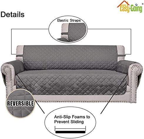Easy-Going Reversible Couch Cover, Oversized Chair, Gray/Gray - Image 3