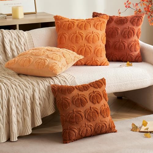MIULEE Fall Pillow Covers Pumpkin Fall Decor 16x16 Rust - Image 3