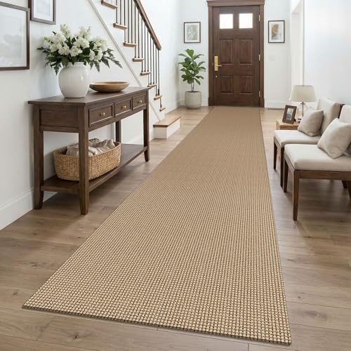 KOZYFLY Boho 2.5'x16' Runners Rugs for Hallway, Extra Long Washable Runner Rug, Woven Non Slip Kitchen Runner, Cotton Entryway Rug, Floor Carpet for Entry, Aisle, Hall, Orange Beige/Tan/Brown by KOZYFLY