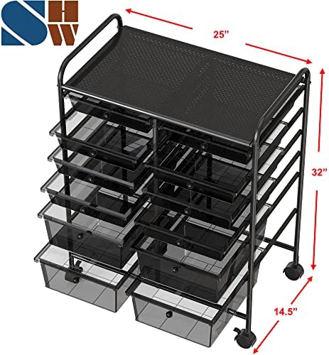 Simple Houseware 12 Drawers Rolling Utility Cart Organizer, Black - Image 3
