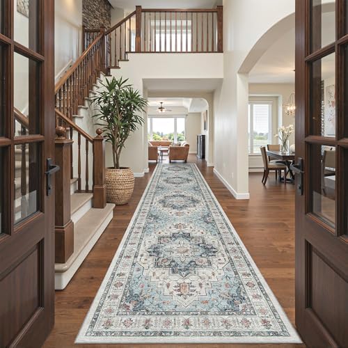 Madane Hallway Runner Rug 3x14 Washable Kitchen Runners Long, Blue - Image 3