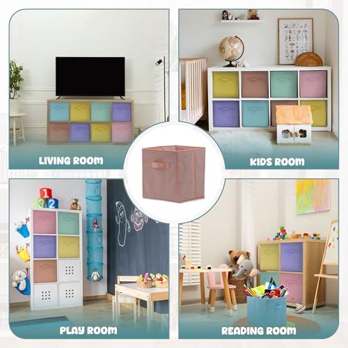 4E's Novelty 6 Pack 11 Inch Pastel Color Storage Foldable Cube Bins, Colorful Boho Storage Baskets For Nursery, Kids Room, Fabric Baskets For Toys, Clothes, Classroom Organization and Storage - Image 4
