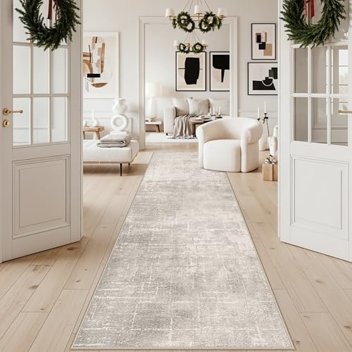 HAOYUNLAI 3x12 Hallways Runner Rugs: Soft Kitchen Rug Non-Slip Floor Mat with Rubber Backing Washable Non Shedding Soft Beside Carpet for Bedroom Abstract Home Decor Rug Runner(3x12,Beige/Cream - Image 6