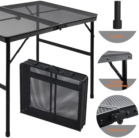 WildFinder Folding Grill Table, 3x2 FT Height Adjustable Camping Table - Image 4