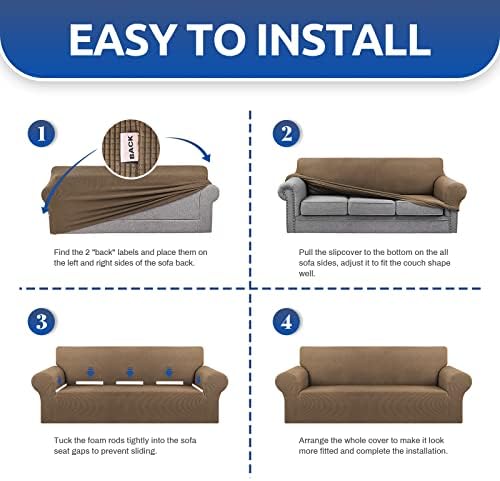 KEKUOU Stretch Oversized Couch Covers for Sofa Slipcover,Camel - Image 4
