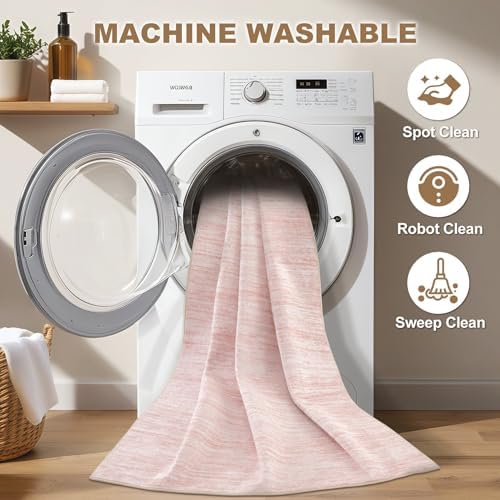 Nakagishi Boho 5x8 Area Rug Living Room Rugs Machine Washable Pink - Image 2