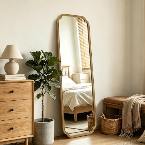 WallBeyond Full Length Mirror Wall Mounted 65"x22", Rustic Wooden Frame Floor Mirror, Large Full Body Mirror for Bedroom, Leaning or Hanging Against Wall, Natural by WallBeyond