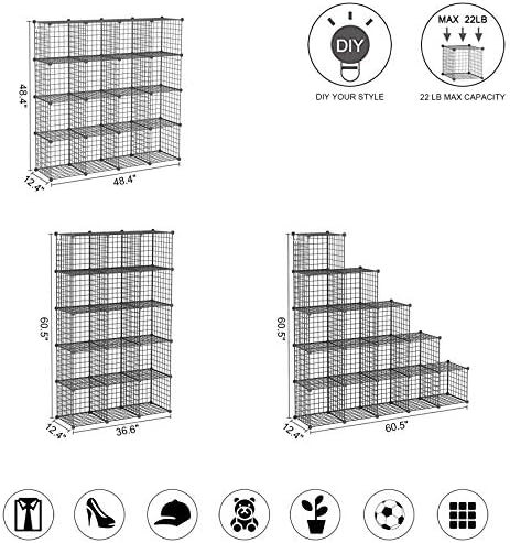 C&AHOME Wire Cube Storage, 16 Cubes Organizer Metal C Grids Storage, Black - Image 3