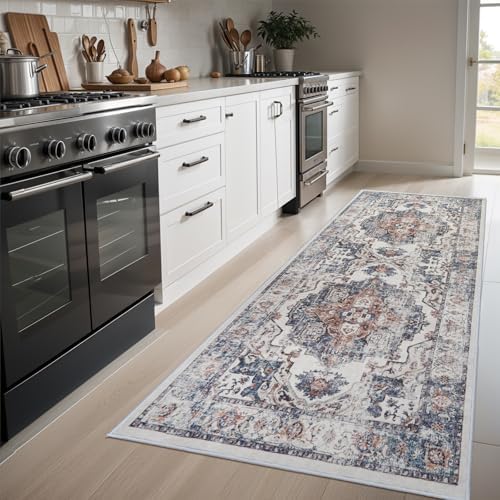 Hallway Washable Runner Rug - 3x6 Kitchen Rugs Entryway Rug Runner Vintage Soft Floor Mat Non Slip Indoor Farmhouse Carpet for Bathroom Living Room Bedroom (3 X 6, Brick) - Image 2