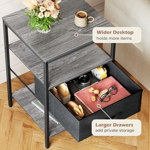 SUPERJARE Nightstand with Charging Station, USB-C Port, Bedside Table - Image 7