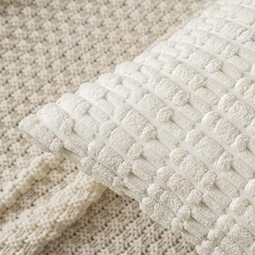 MIULEE Corduroy Decorative Throw Pillow Covers 18x18 Pure White Pack of 2 - Image 2