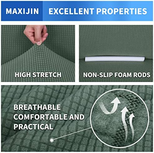 MAXIJIN Stretch Loveseat Sofa Slipcovers 1 piece Love Seat Couch Covers for 2 Cushion Couch Non Slip Sofa Cover Washable Dog Cat Proof Furniture Protector Pet Friendly (Loveseat, Pea Green) - Image 5