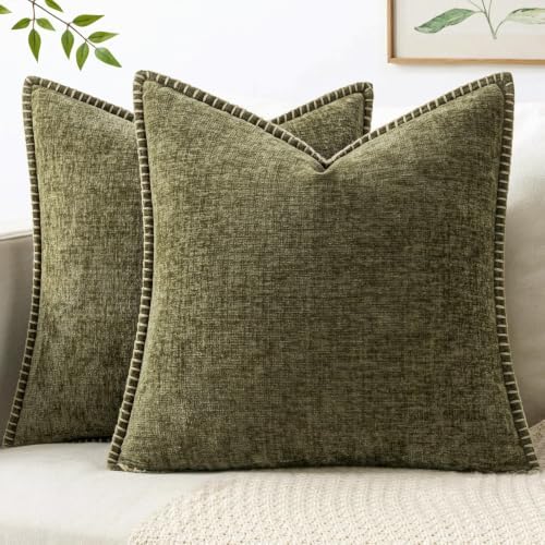 MIULEE Decorative Couch Throw Pillow Covers 16x16 Inch Olive Green 2 Pack by MIULEE