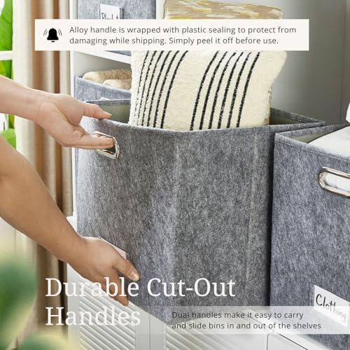 DECOMOMO Felt Storage Bins, 13x15x13 Storage Cube Bins with Labels - Image 6